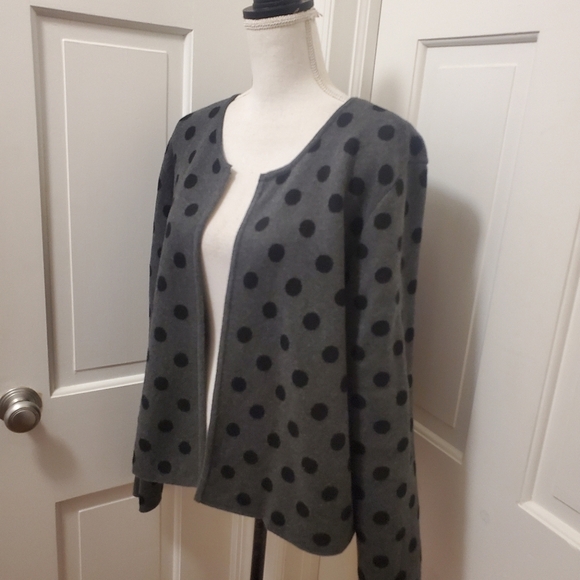 ELLE Gray & Black Polka Dot Open Front Cardigan XXL-14/16, Classic Comfy - Picture 2 of 10